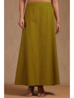 Soch - Womens Olive Cotton Solid Petticoat
