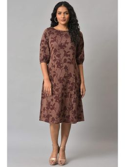 W - Brown Floral Midi Dress