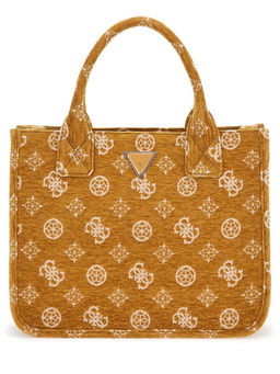 Guess - Mustard Monogram Polyurethane Sevye 2 Compartment Tote Bag