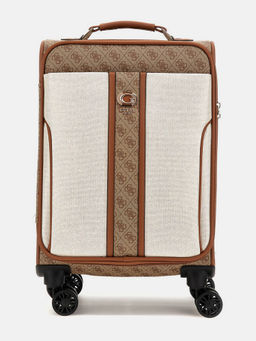 Guess - Latte Logo Monogram Polyurethane Kerima 18 In 8 Wheeler Trolley Bag (S)