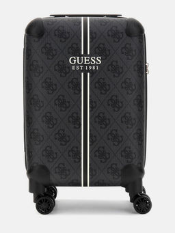 Guess - Charcoal Monogram Polyurethane Kallisto 18 In 8 Wheeler Trolley Bag