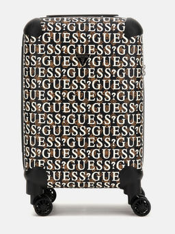 Guess - Brown Monogram Polyurethane Stark 18 In 8 Wheeler Trolley Bag