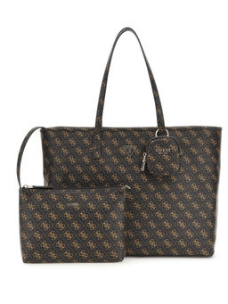 Guess - Brown Logo Monogram Polyurethane Power Play Tech Tote Bag (L)