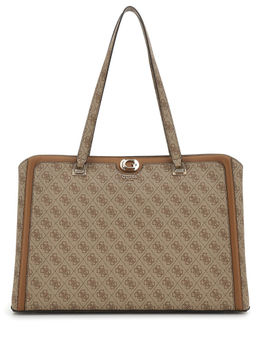 Guess - Latte Logo Monogram Polyurethane Orlina Travel Tote Bag
