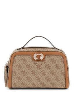 Guess - Coal Logo Monogram Polyurethane Orlina Double Zip Cosmetic Handbag