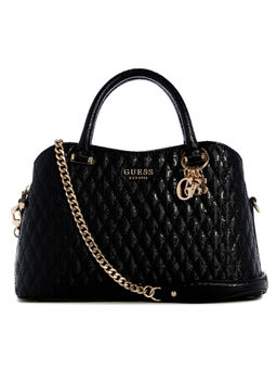 Guess - Black Quilted Polyurethane Betula Satchel Bag