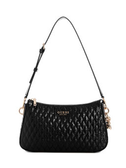 Guess - Black Quilted Polyurethane Betula Top Zip Handbag