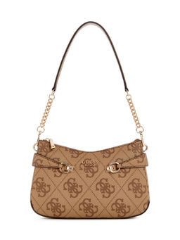Guess - Latte Logo Monogram Polyurethane Lorelei Top Zip Handbag