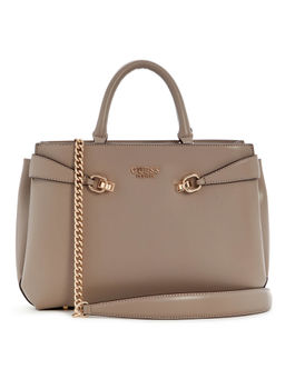 Guess - Dark Taupe Solid Polyurethane Lorelei Girlfriend Satchel Bag