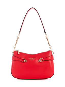 Guess - Coral Red Solid Polyurethane Lorelei Top Zip Handbag