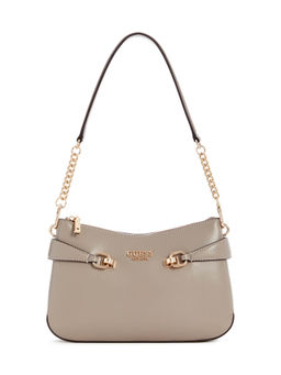 Guess - Dark Taupe Solid Polyurethane Lorelei Top Zip Handbag
