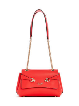Guess - Coral Red Solid Polyurethane Lorelei Convertible Handbag