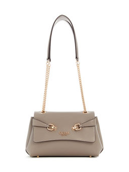 Guess - Dark Taupe Solid Polyurethane Lorelei Convertible Handbag