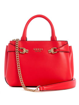 Guess - Coral Red Solid Polyurethane Lorelei Mini Satchel Bag