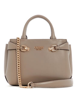 Guess - Dark Taupe Solid Polyurethane Lorelei Mini Satchel Bag