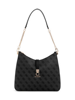 Guess - Charcoal Logo Monogram Polyurethane Zamira Hobo Handbag