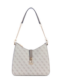 Guess - Dark Grey Logo Monogram Polyurethane Zamira Hobo Handbag