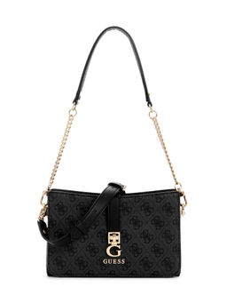 Guess - Charcoal Logo Monogram Polyurethane Zamira Top Zip Handbag