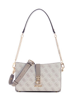 Guess - Dark Grey Logo Monogram Polyurethane Zamira Top Zip Handbag