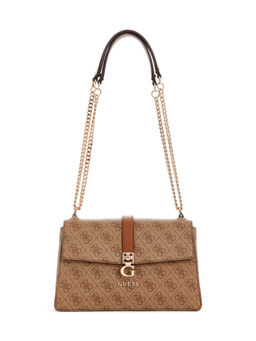 Guess - Latte Logo Monogram Polyurethane Zamira Convertible Sling Bag