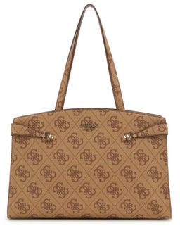 Guess - Latte Logo Monogram Polyurethane Lorelei Tote Bag