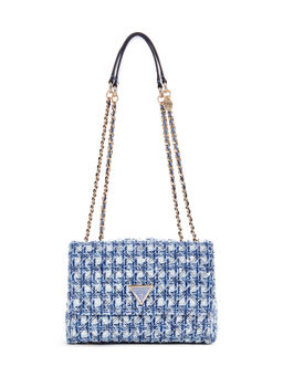Guess - Stormy Blue Quilted Polyester Giully Convertible Flap Sling Bag