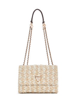 Guess - Gold Quilted Polyester Giully Convertible Flap Sling Bag
