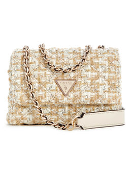 Guess - Gold Quilted Polyester Giully Mini Convertible Flap Sling Bag