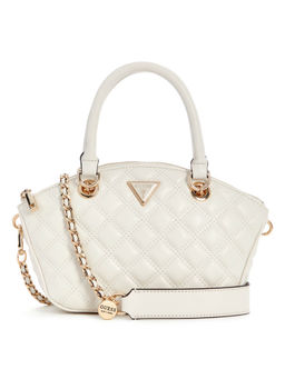 Guess - Off White Quilted Polyurethane Giully Mini Satchel Bag