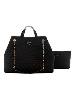 Guess - Black Quilted Polyester Giully 2 In 1 Tote Bag (L)