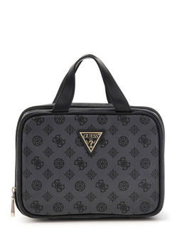 Guess - Charcoal Monogram Polyurethane Wilder Toiletry Pouch (S)