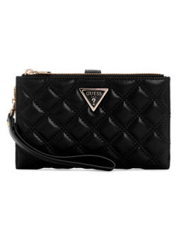 Guess - Black Quilted Polyurethane Giully Dbl Zip Organizer