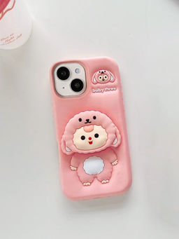 Treemoda - Pink 3D Cartoon Baby Kickstand Case for Iphone 14