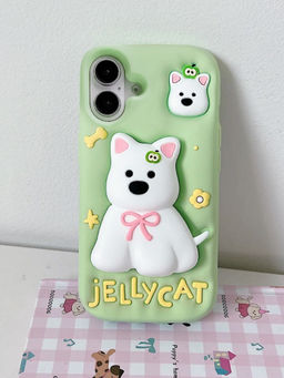 Treemoda - Green 3D Green Westigo Dog Kickstand Case for Iphone 16