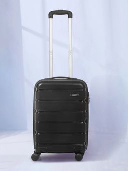 Teakwood - Unisex Black Solid Hard Sided cabin Size Trolley Bag