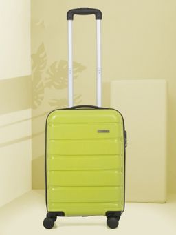 Teakwood - Unisex Lime Green Solid Hard Sided cabin Size Trolley Bag