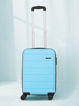 Teakwood - Unisex Sky Blue Solid Hard Sided cabin Size Trolley Bag