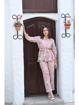 Mahee Jaipur - Pink Floral Print Co-ord (Set of 3)