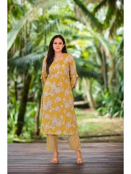 Mahee Jaipur - Yellow Floral Print Super Soft Cotton Kurta and Pant (Set of 2)