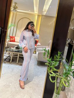 Loveable Creations By Muskan - Women Blue Cotton Abstract Co-Ord Set