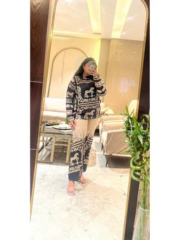 Loveable Creations By Muskan - Women Black Cotton Abstract Co-Ord Set