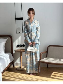 Loveable Creations By Muskan - Women Blue Polyester Abstract Co-Ord Set