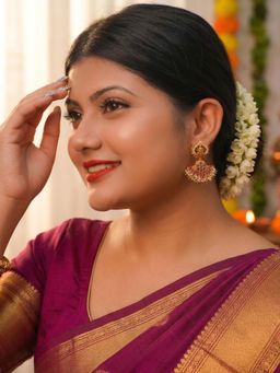 Niscka - 24K Gold Plated Traditional-Temple Earrings with Beads