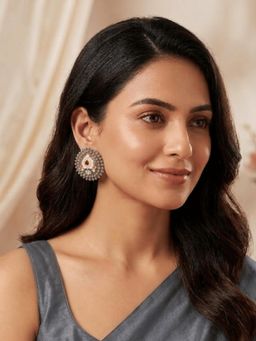 Niscka - Gold Plated Handcrafted Kundan Bead Lava Studs