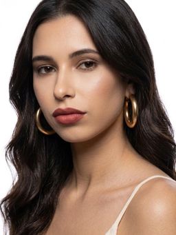Niscka - Gold Plated Solitaire Gold Large Size Hoop Earrings