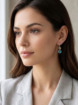 Niscka - Silver Oxidised Earrings with Dual Colour Stone