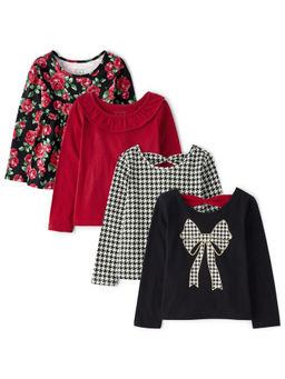 The Children's Place - Girls Plain and Printed Tops(Pack of 4)