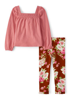 The Children's Place - Girls 2-Piece Square Neck Top and Floral Leggings (Set of 2)