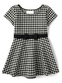 The Children's Place - Girls White and Black Check Dress with Bow Belt (Set Of 2)
