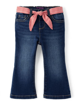 The Children's Place - Girls Blue Bell Bottom Jeans with Contrast Belt